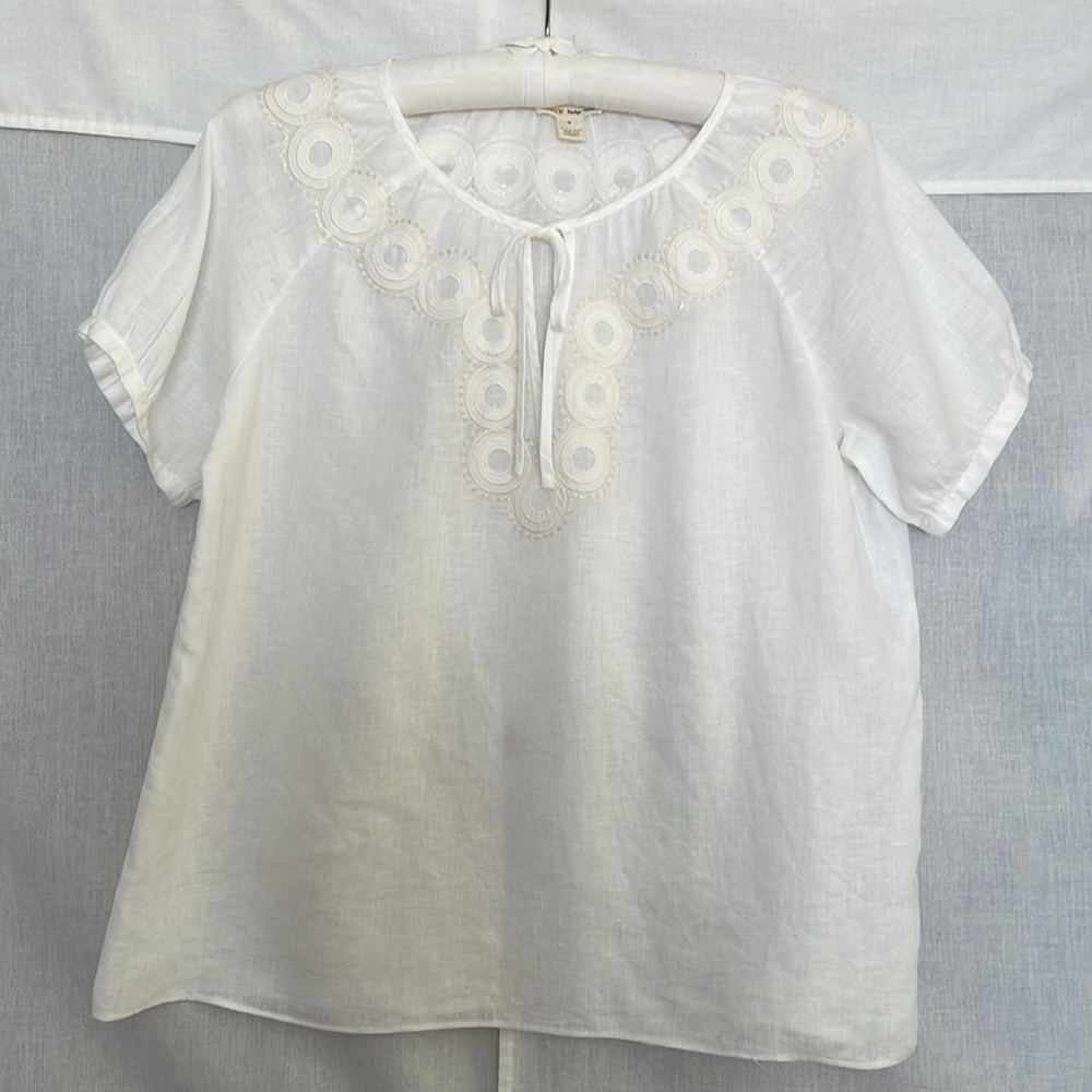J.Crew — White Linen Top